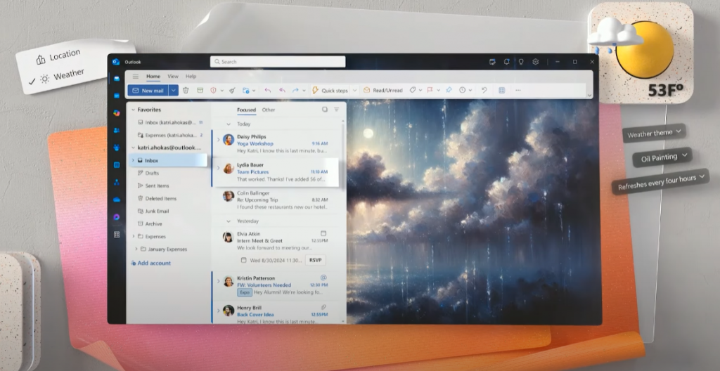 Outlook 即将推出 AI 主题